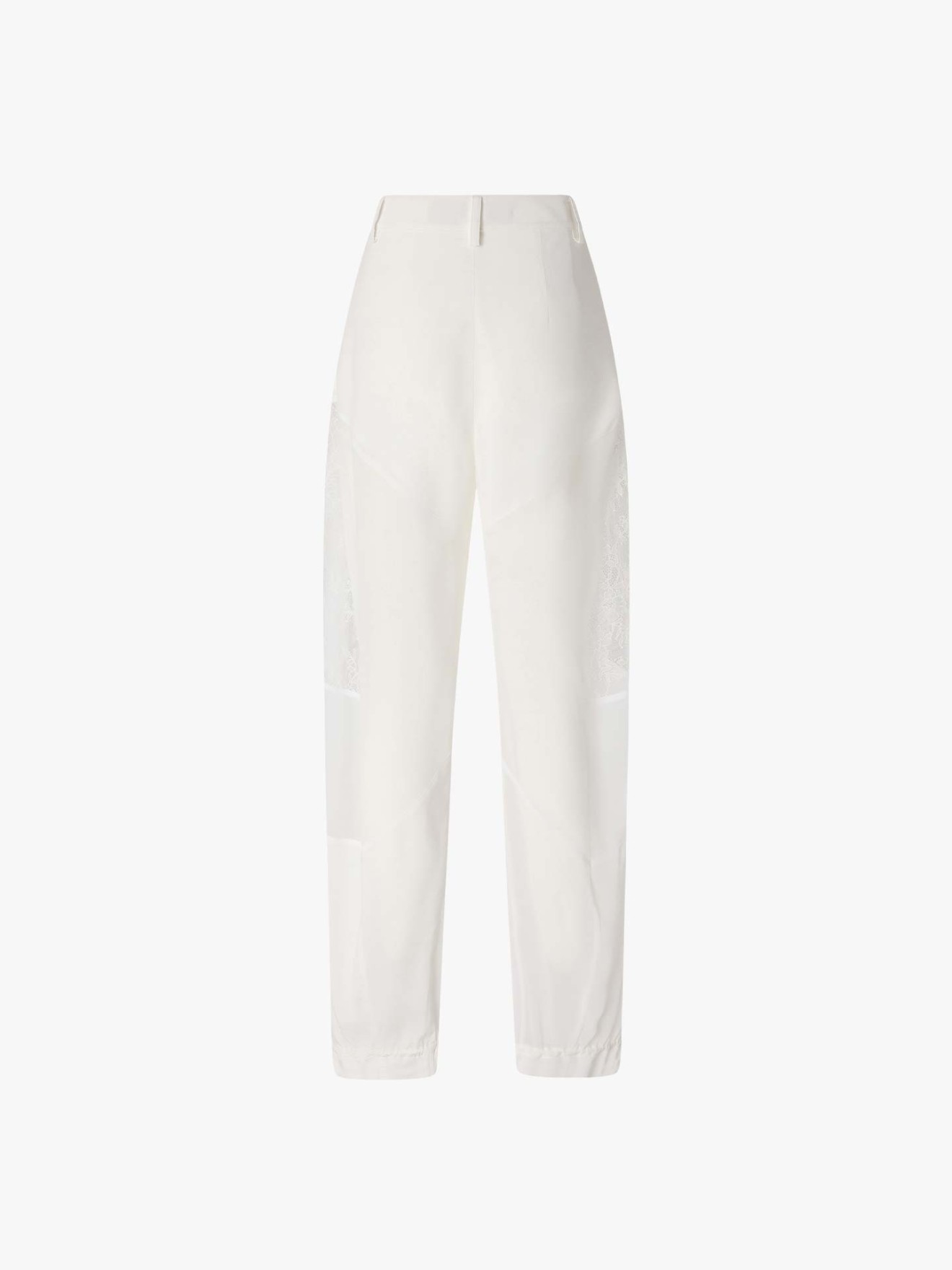 Calças de Cintura Subida com Inserções em Renda