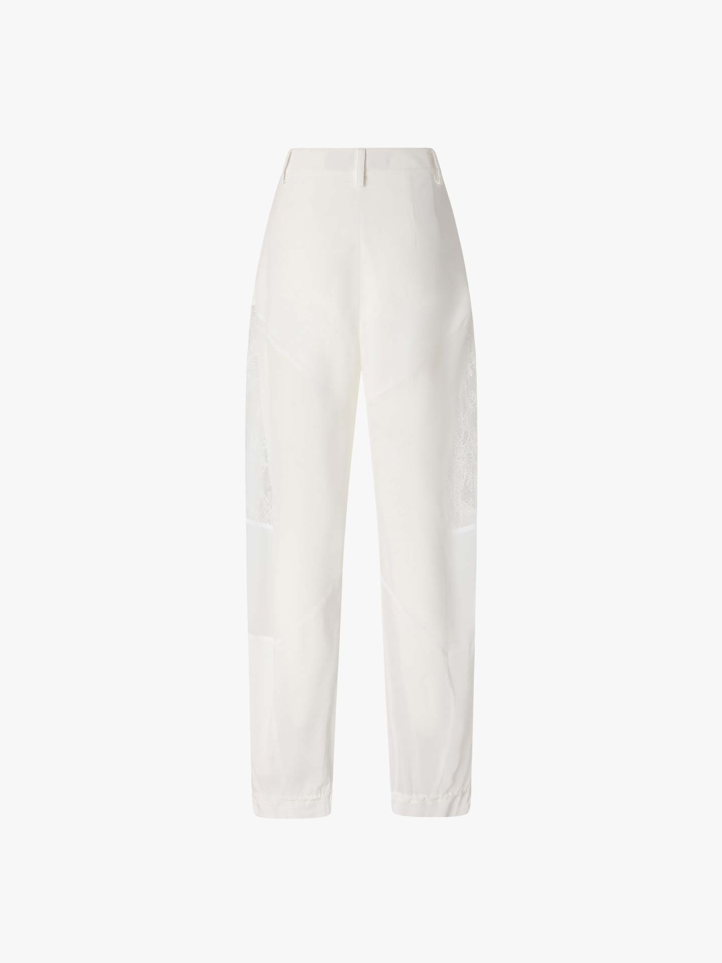 Calças de Cintura Subida com Inserções em Renda