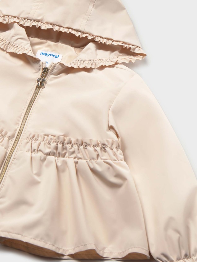 Parka com Capuz e Detalhes Franzidos