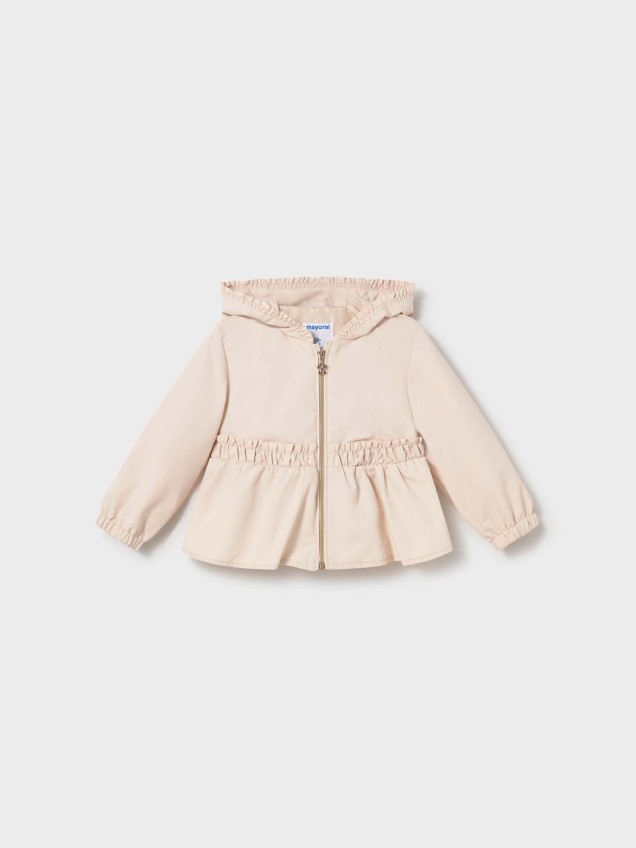 Parka com Capuz e Detalhes Franzidos