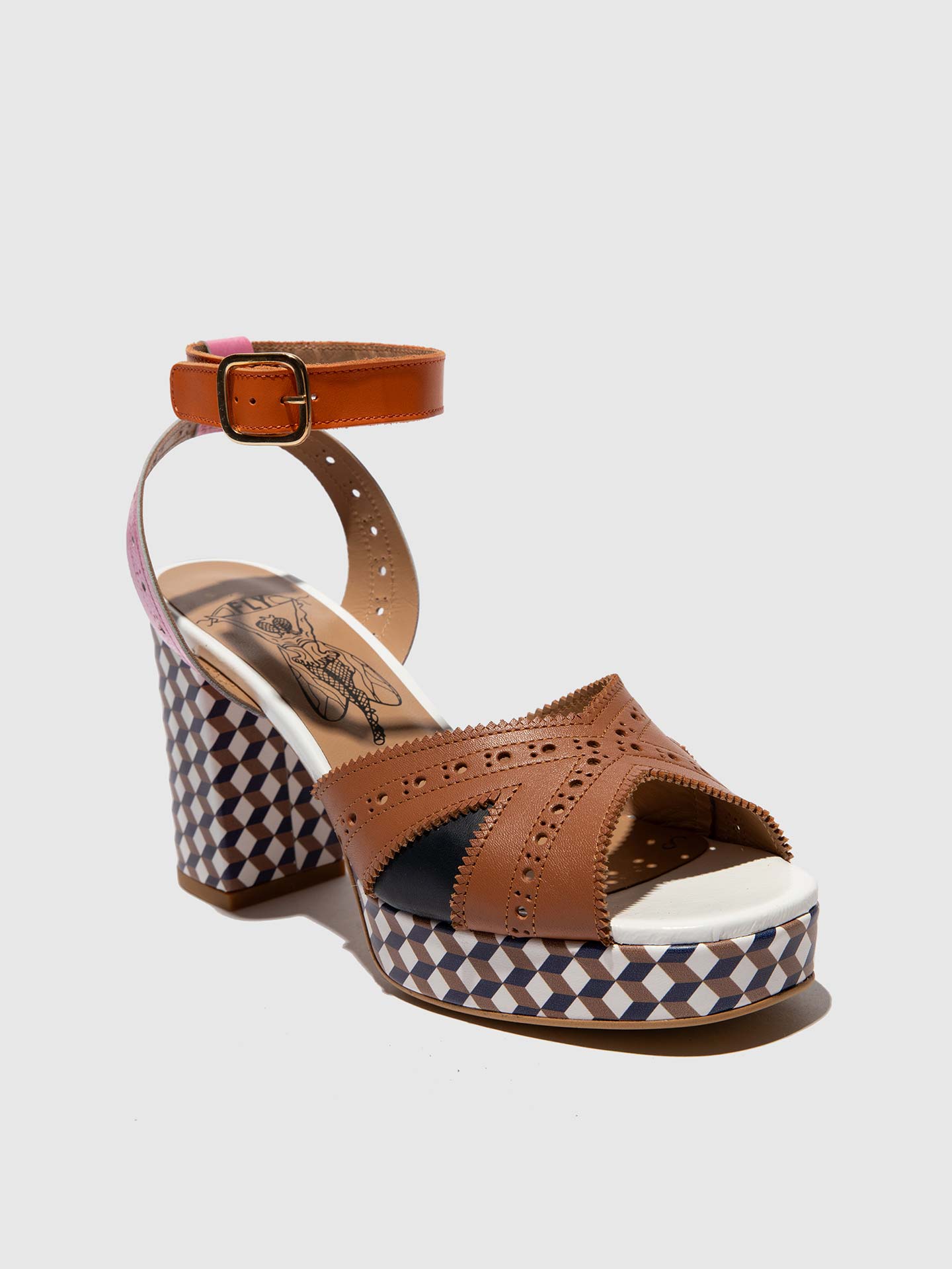 Sandálias de Salto Eban em Pele