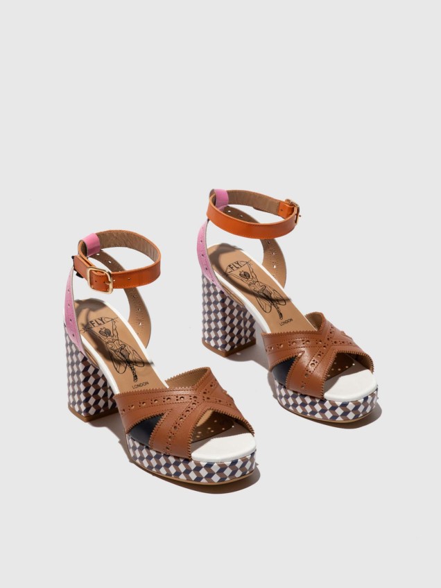 Sandálias de Salto Eban em Pele