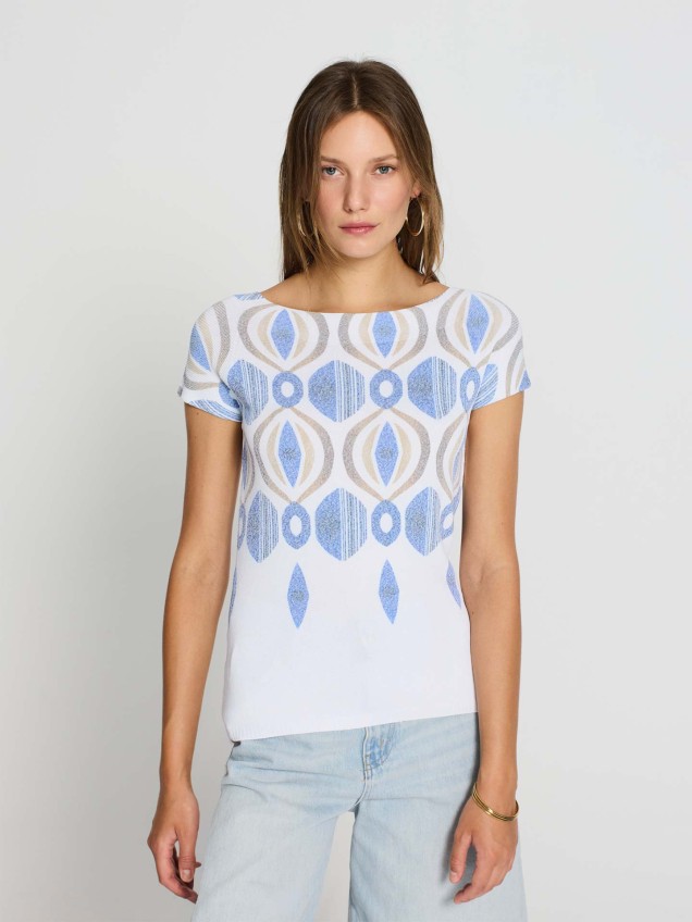 T-shirt de Malha com Padr�o