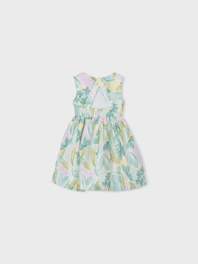 Vestido Estampado com Laço