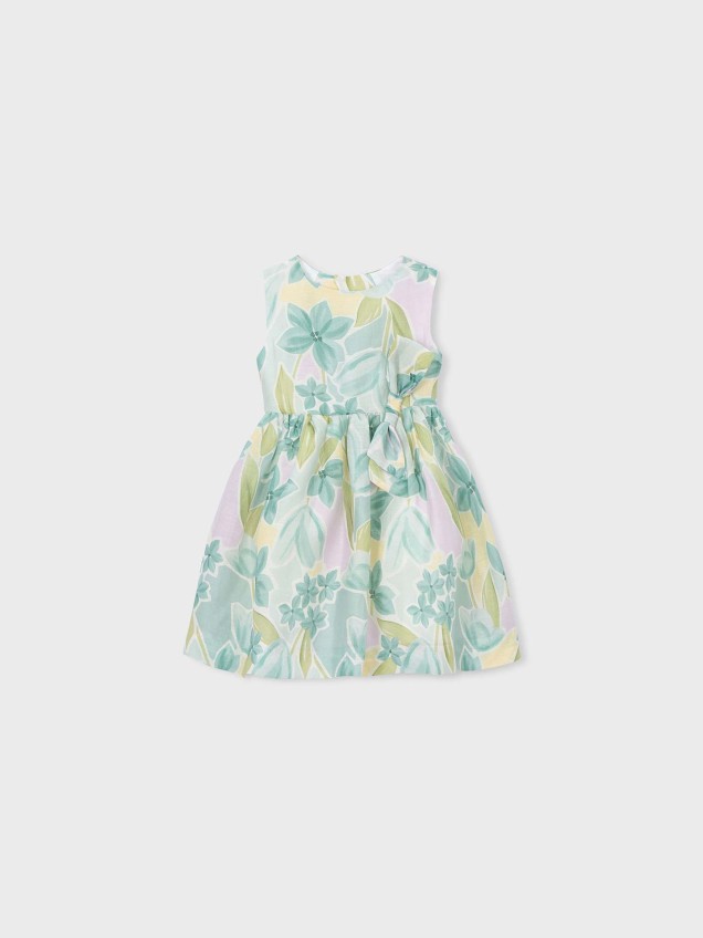 Vestido Estampado com Laço
