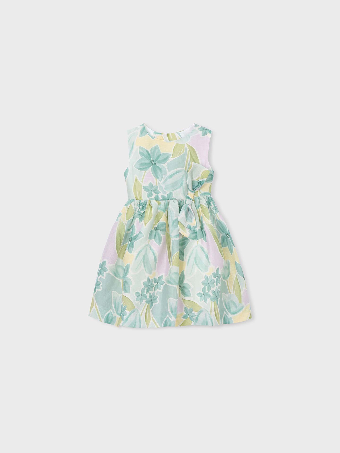 Vestido Estampado com Laço