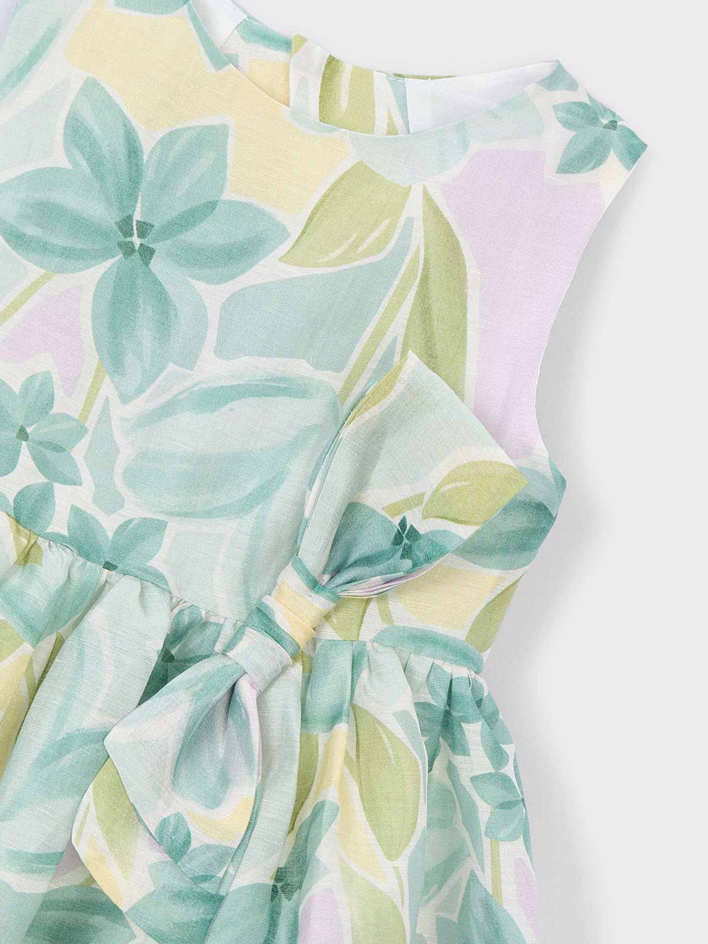 Vestido Estampado com Laço