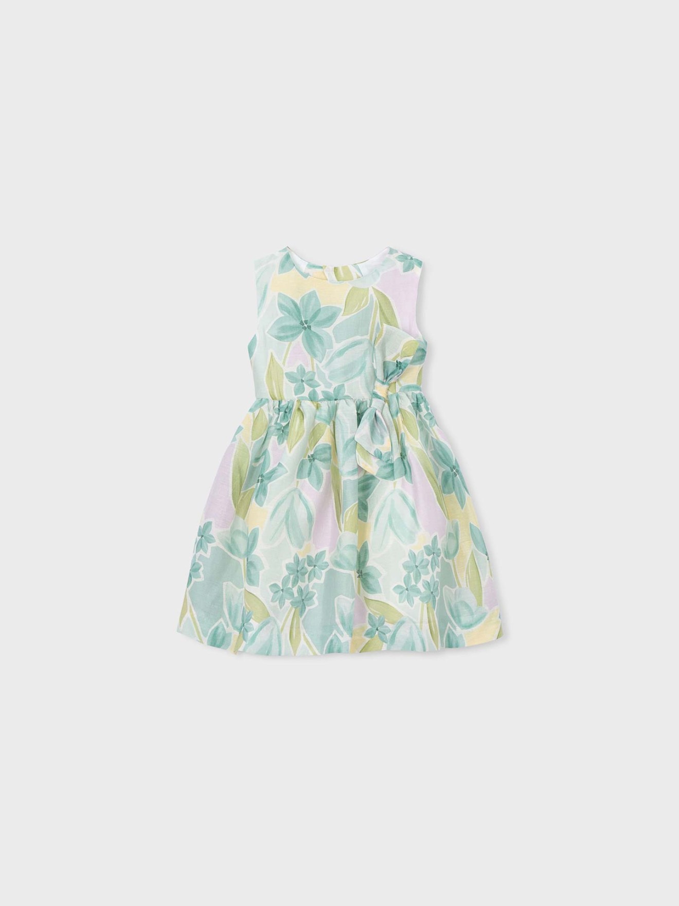 Vestido Estampado com Laço