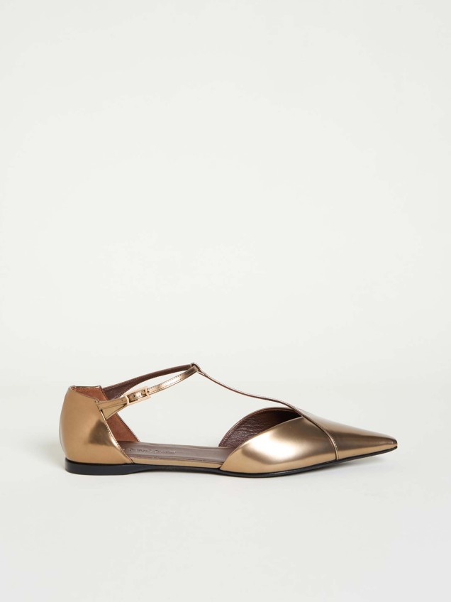 Sapatos Rasos Maxmara em Pele com Tira em T