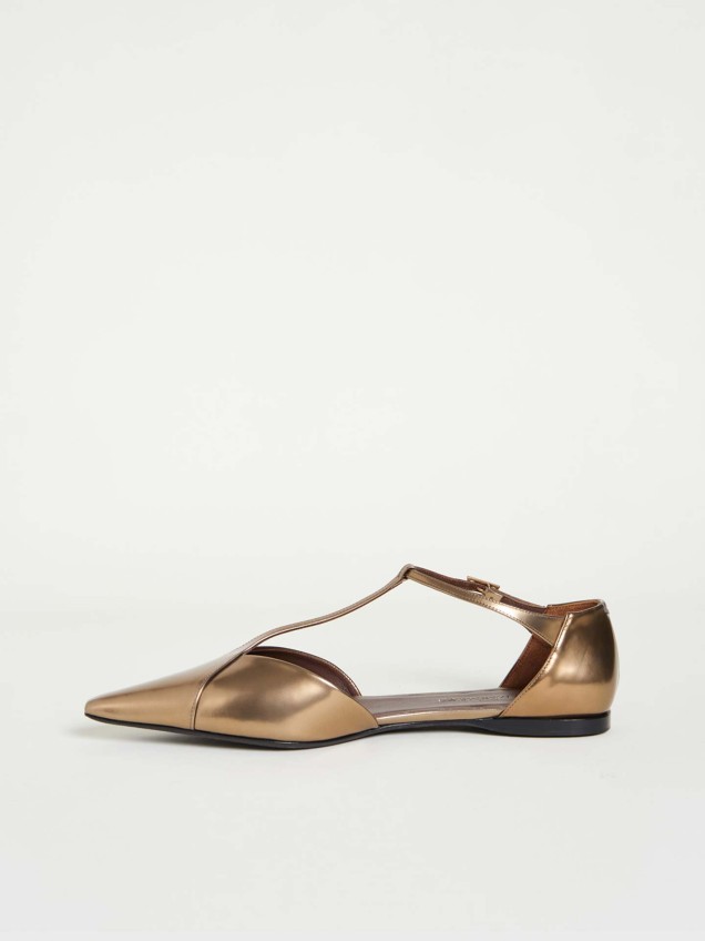 Sapatos Rasos Maxmara em Pele com Tira em T