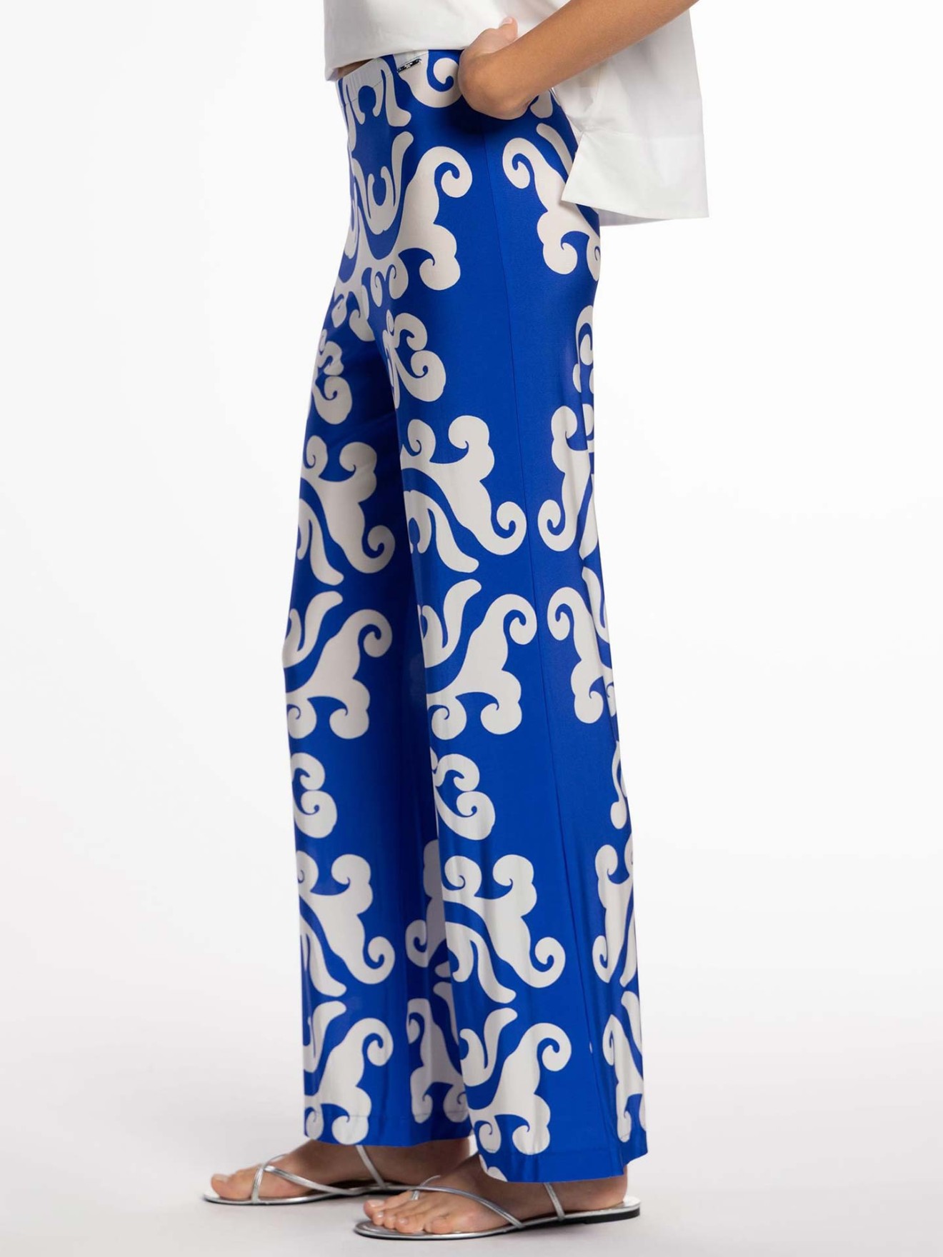 Calças de Malha Fluida com Padrão