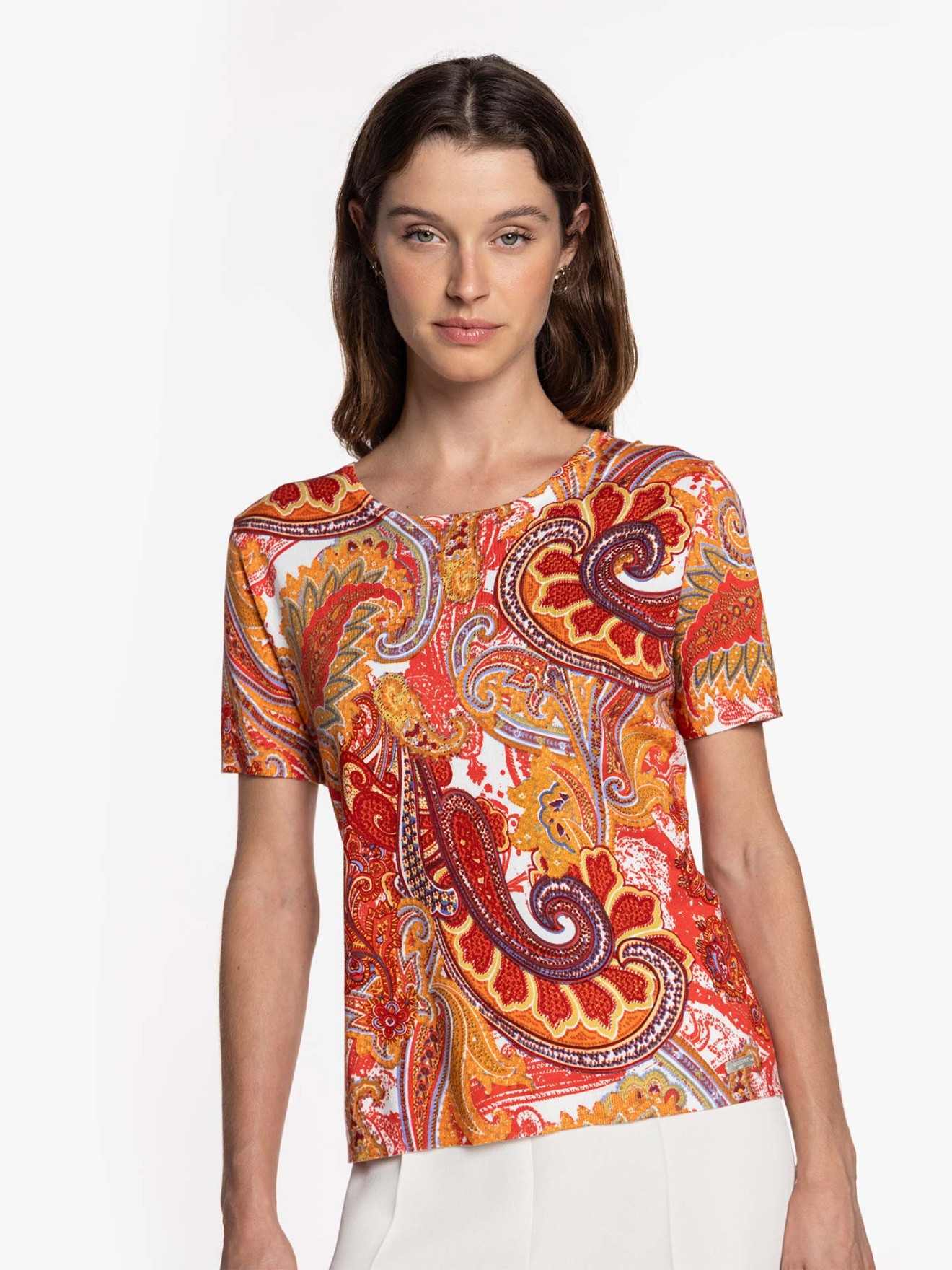 T-shirt de Malha com Padr�o Paisley