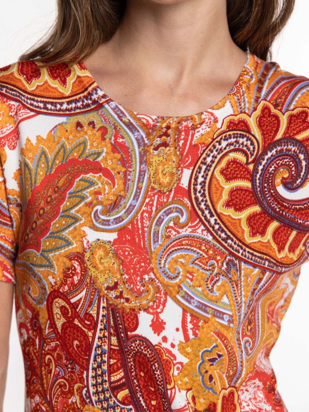 T-shirt de Malha com Padrão Paisley