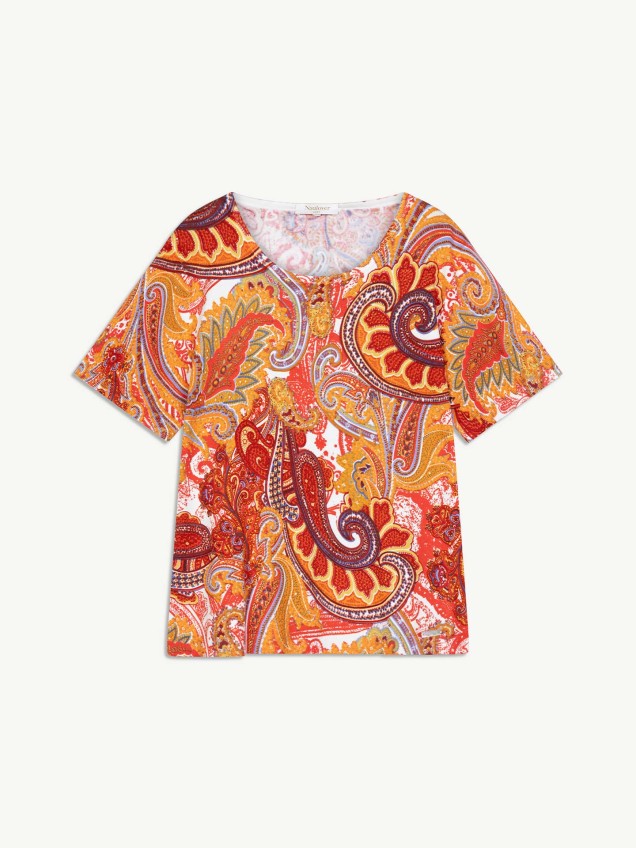 T-shirt de Malha com Padrão Paisley
