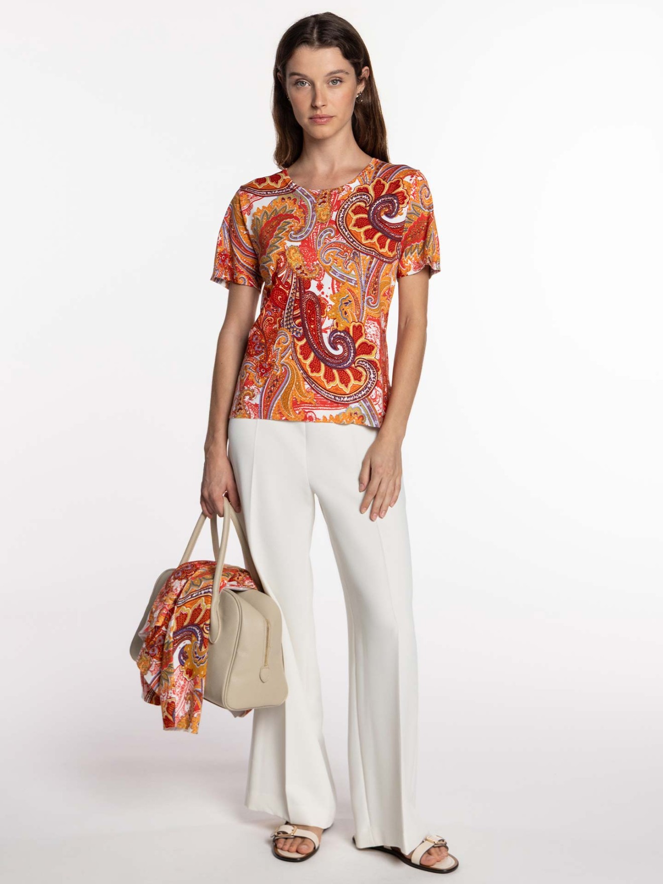 T-shirt de Malha com Padr�o Paisley