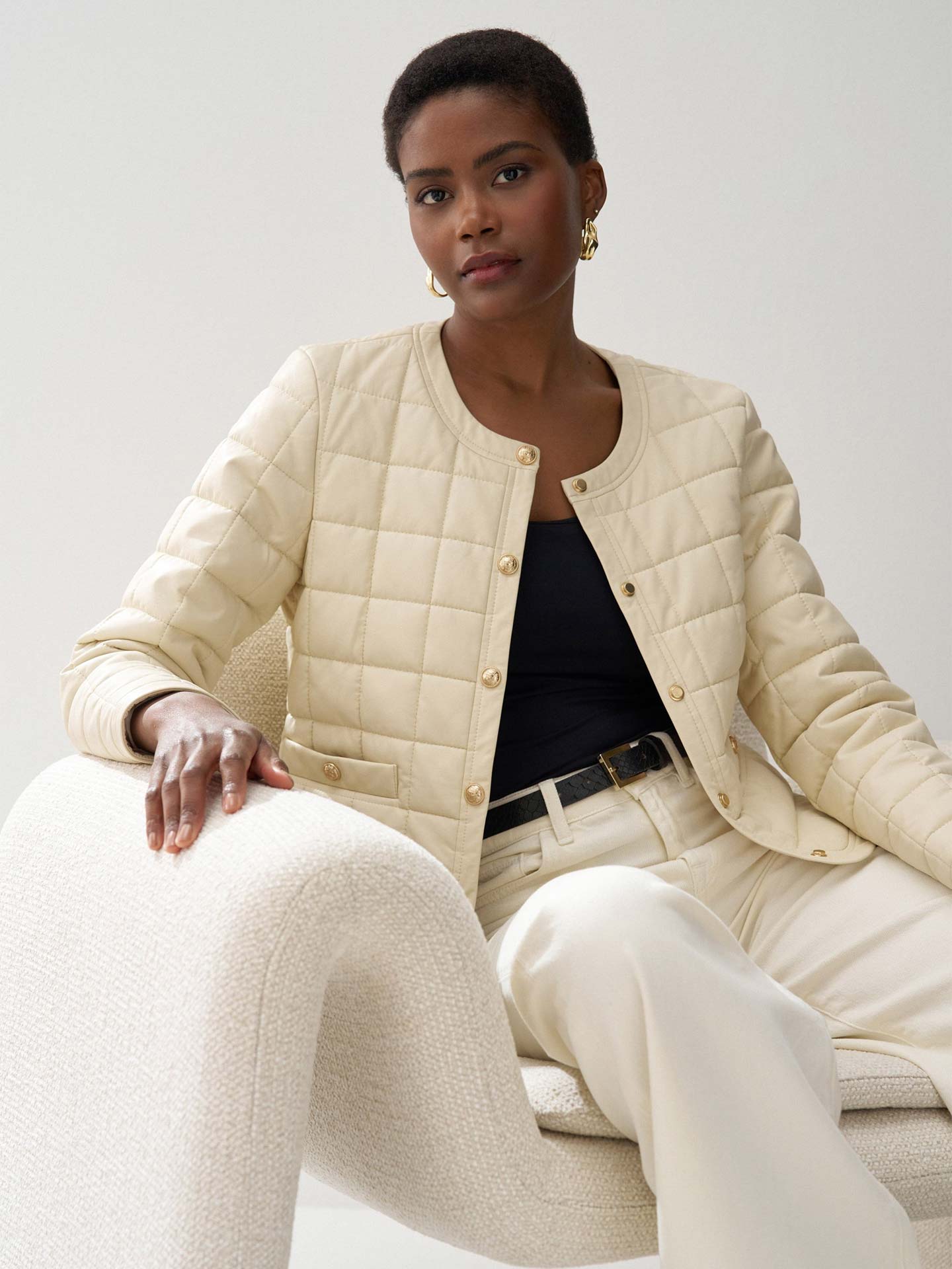 Casaco Acolchoado Efeito Pele