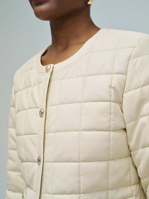 Casaco Acolchoado Efeito Pele