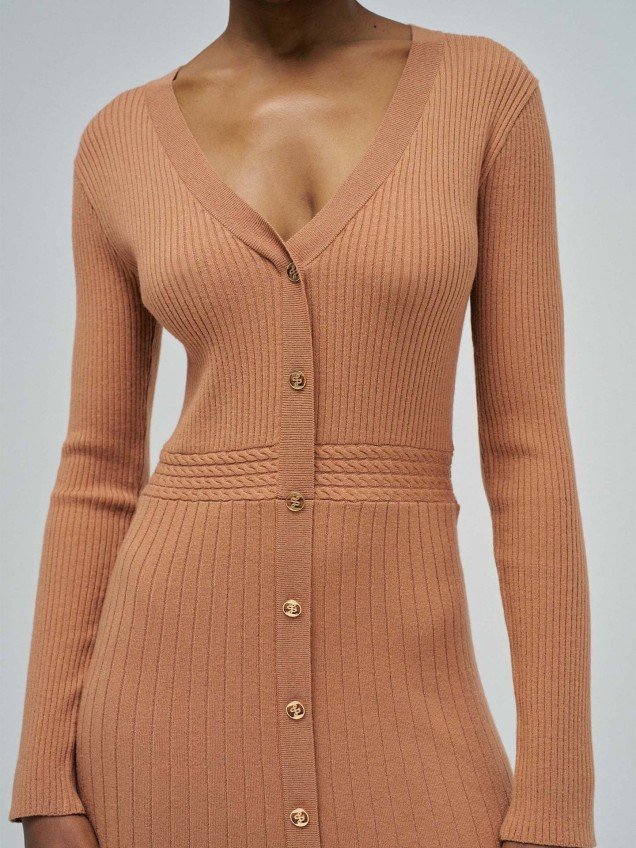 Vestido Midi de Malha Canelada