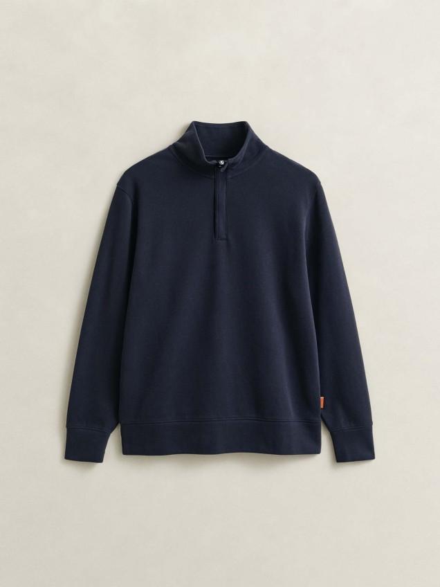 Sweatshirt com Gola de Meio Fecho