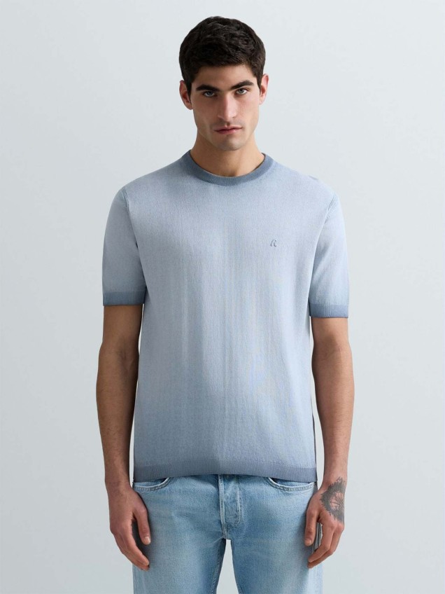 T-shirt de Malha com Efeito Degrad�