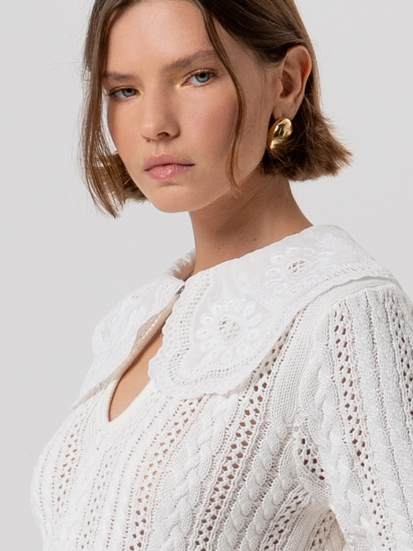 Camisola de Malha com Bordado Inglês