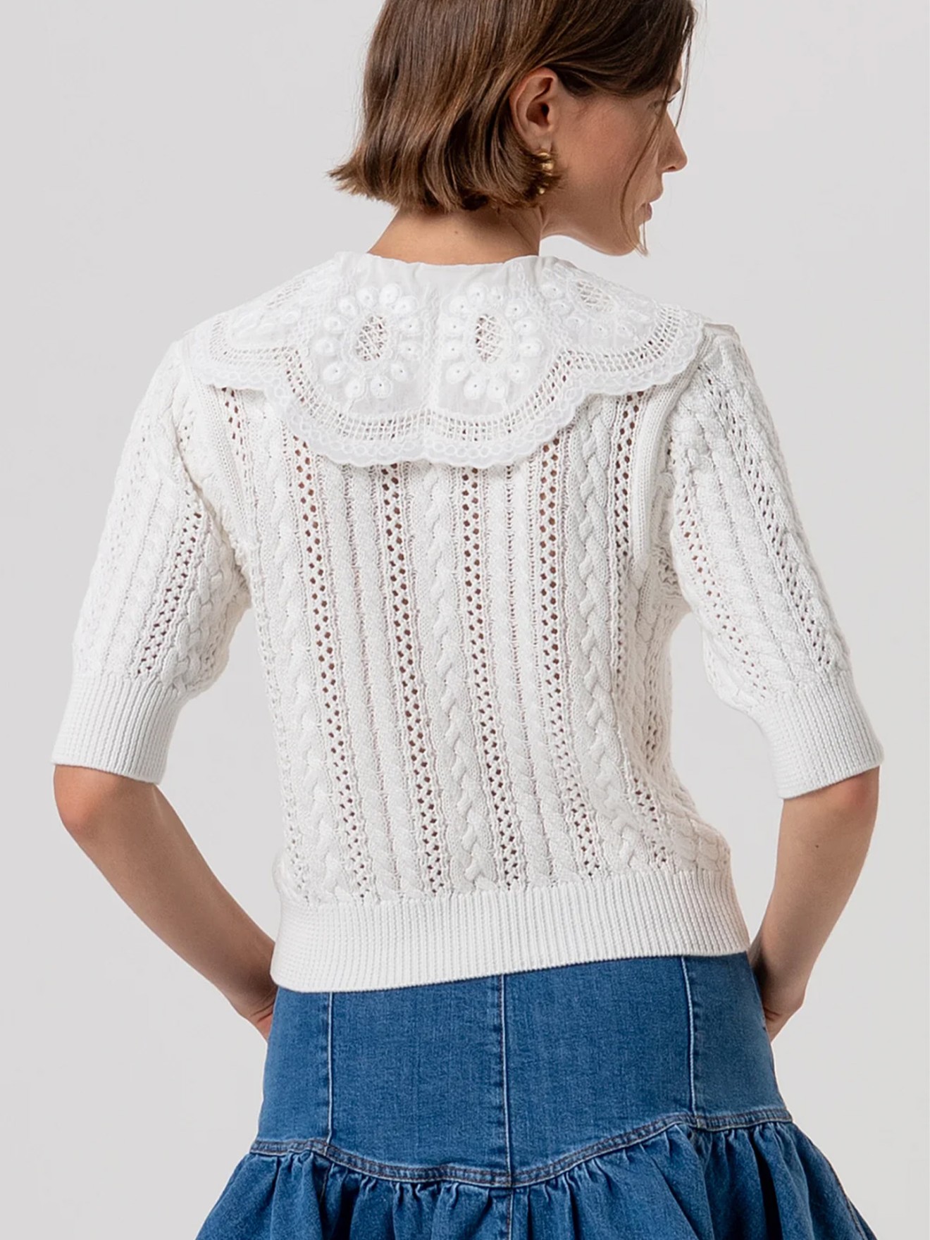 Camisola de Malha com Bordado Ingl�s