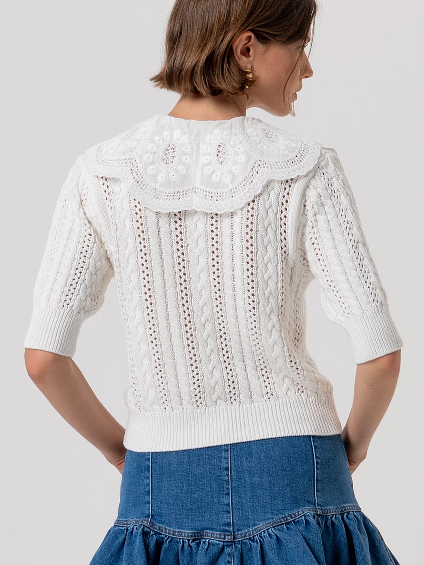 Camisola de Malha com Bordado Inglês
