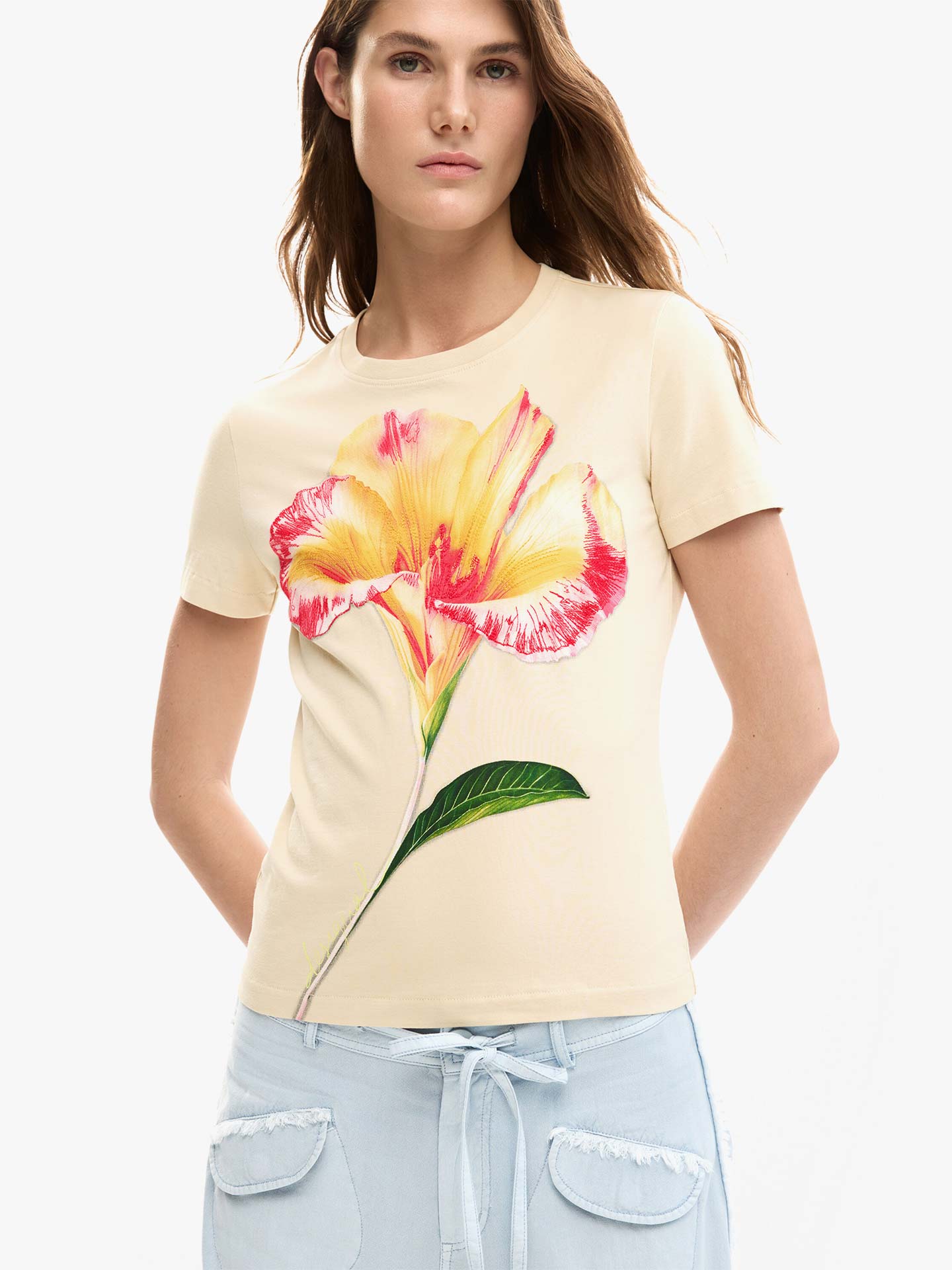 T-shirt Slim Fit com Estampado Floral