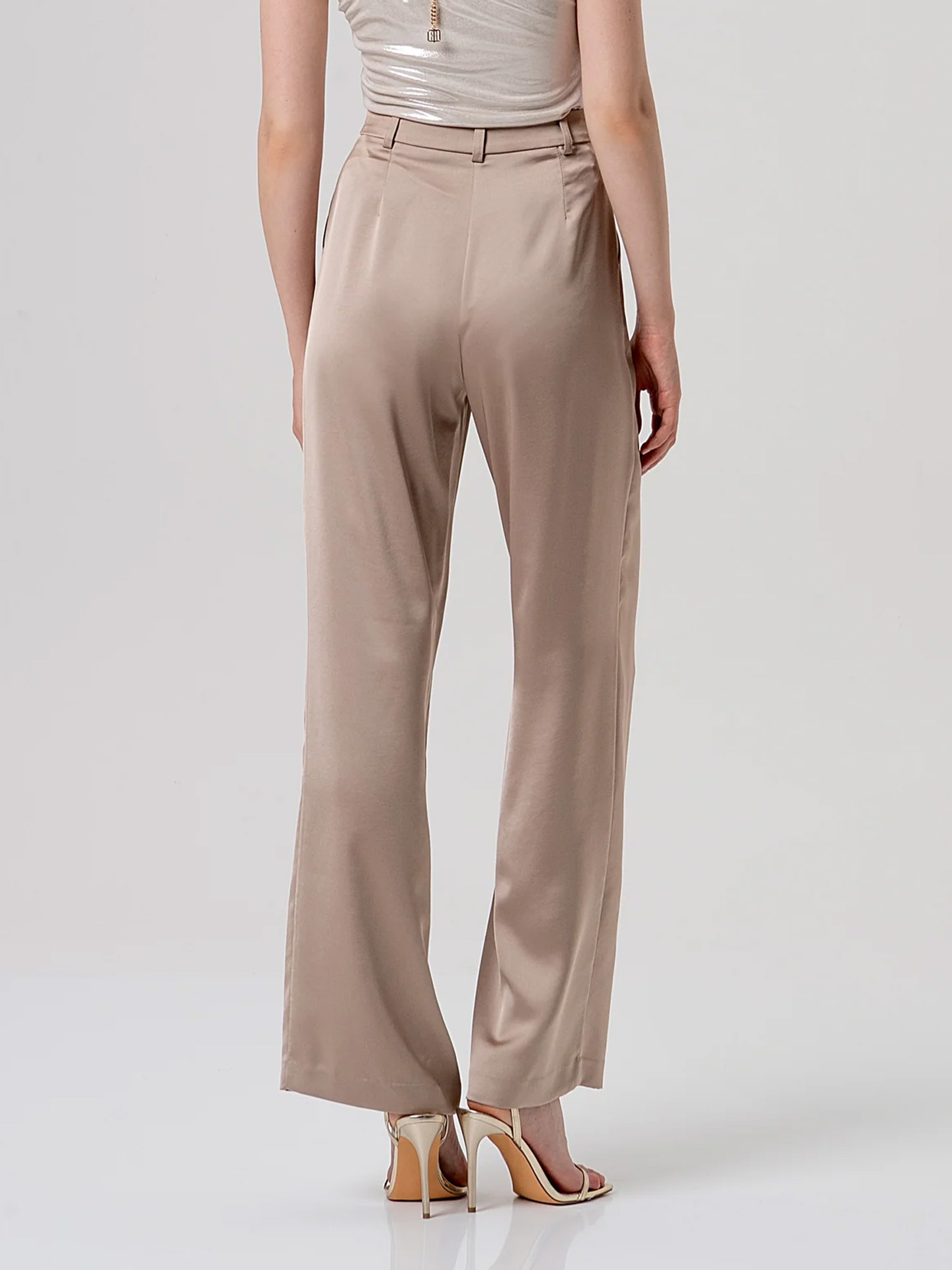 Calças de Perna Larga Acetinadas