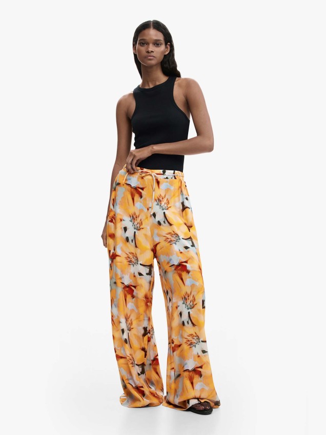 Calças Fluidas com Estampado