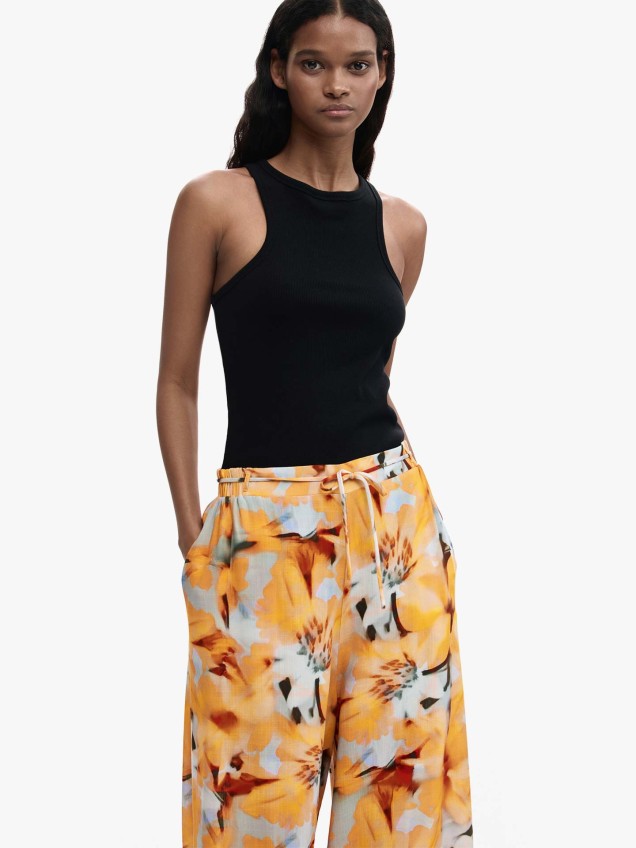 Calças Fluidas com Estampado