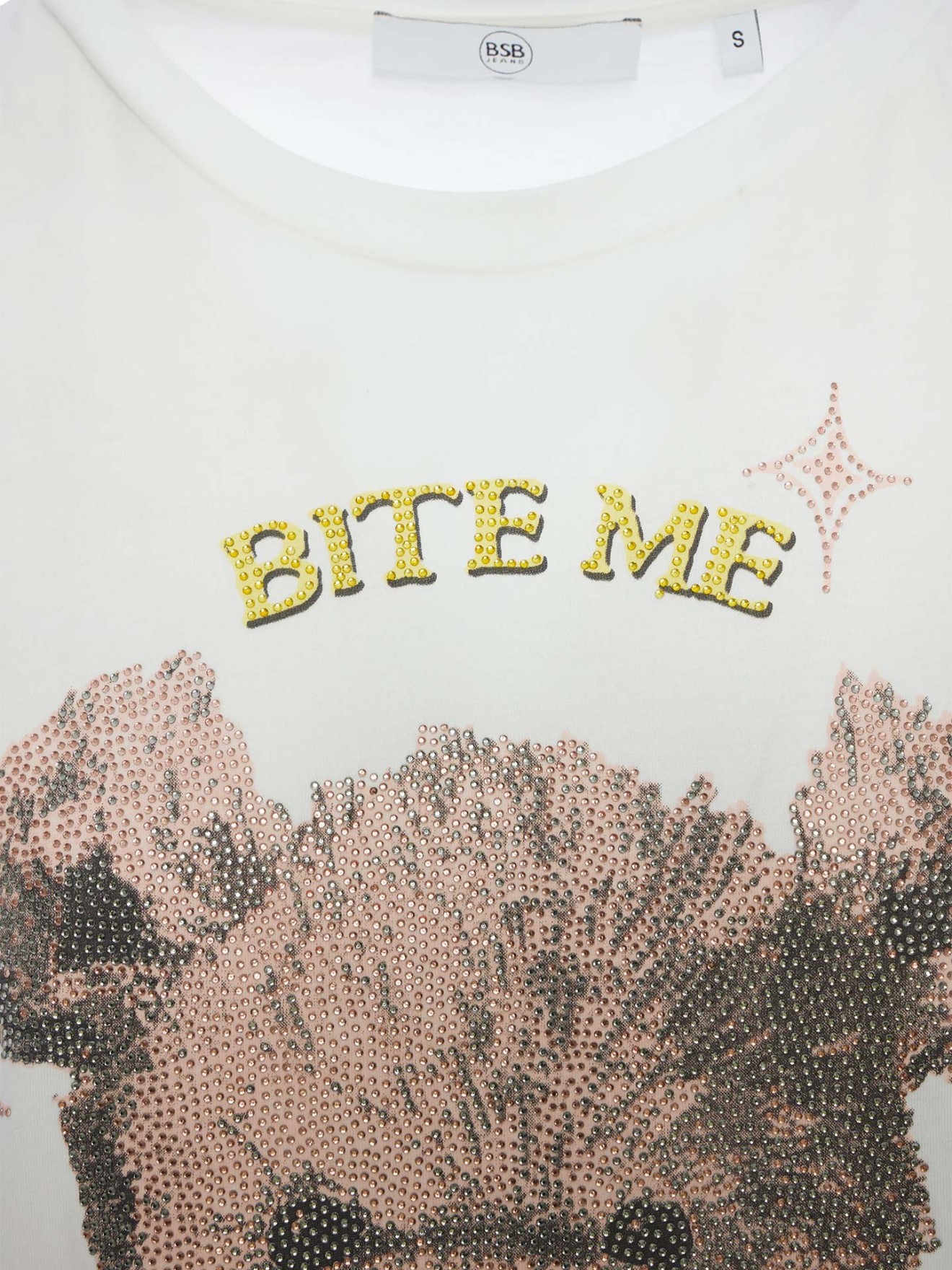 T-shirt com Estampado em Strass