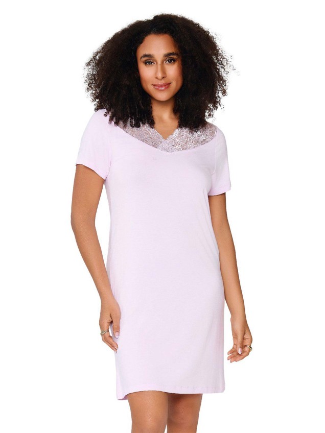 Camisa de Noite com Decote em Renda
