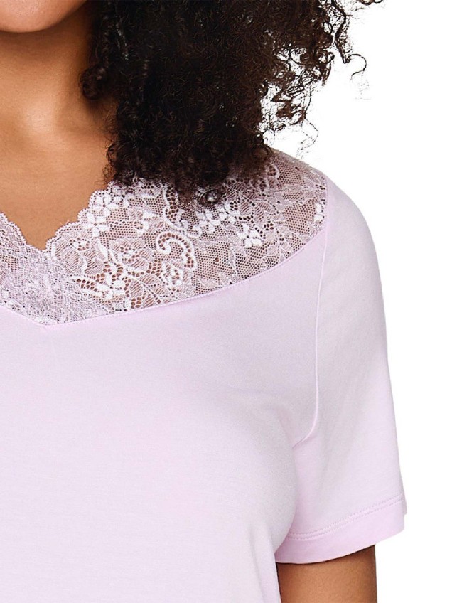 Camisa de Noite com Decote em Renda