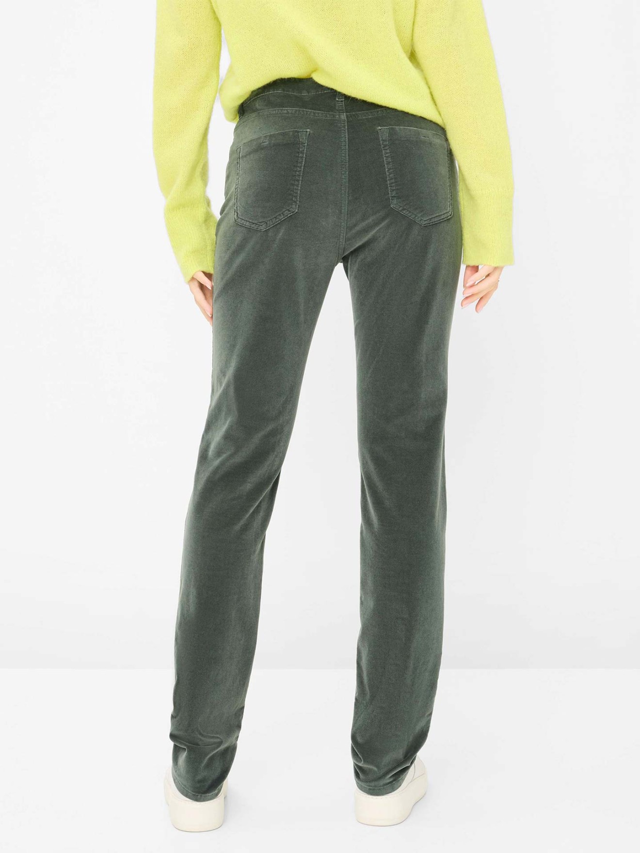 Cal�as de Veludo Canelado High Waist