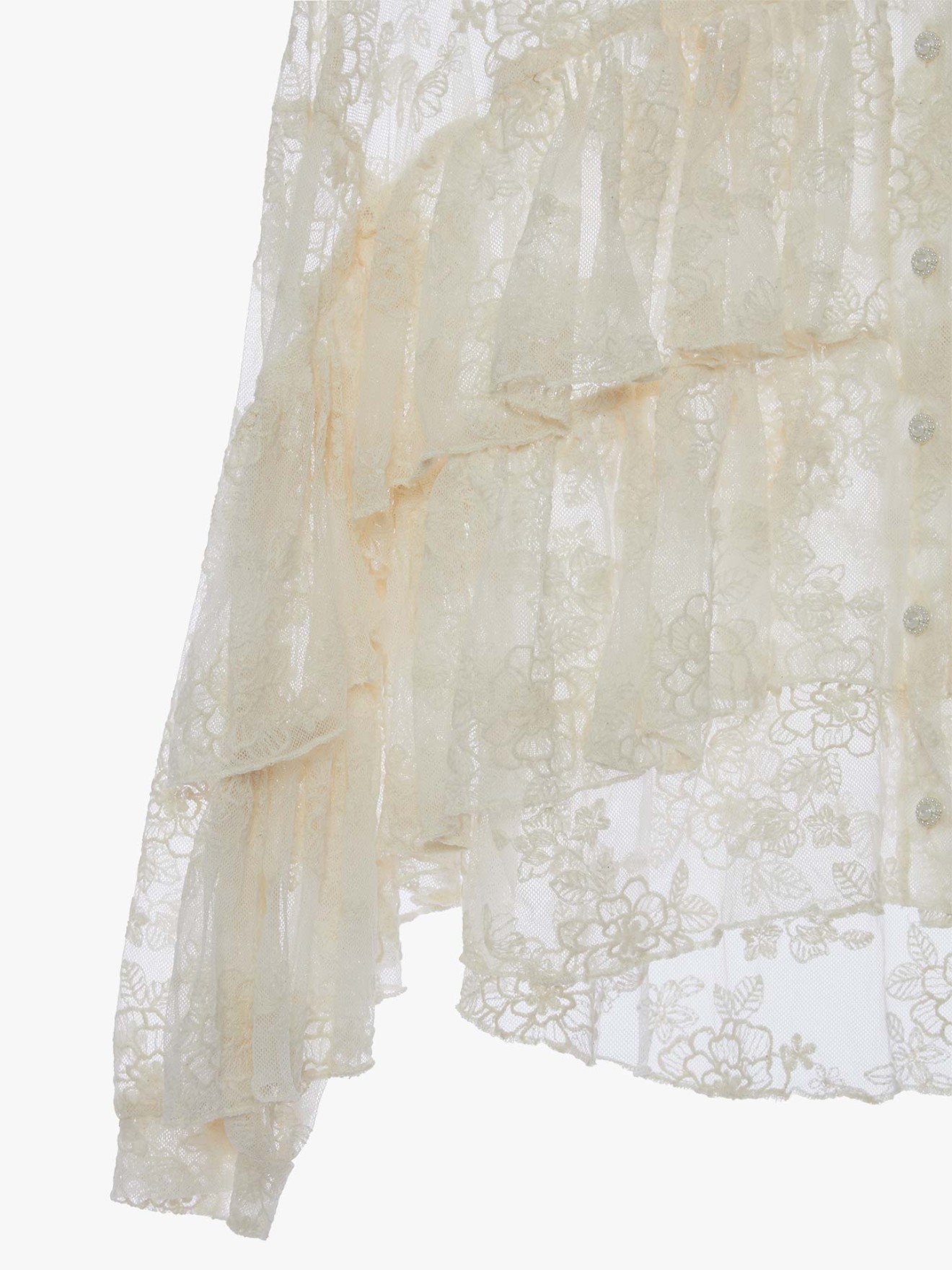 Camisa de Renda com Folhos