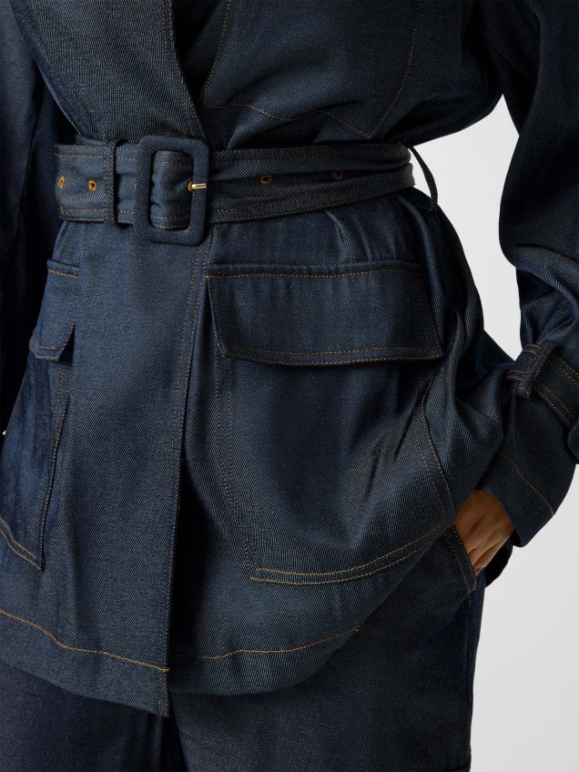Trench Coat Curto com Cinto