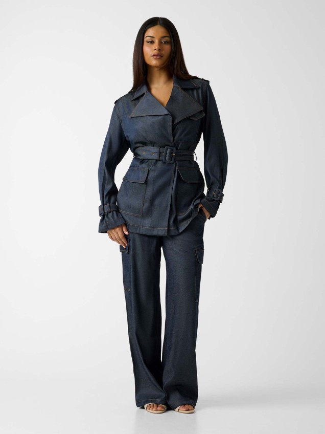 Trench Coat Curto com Cinto