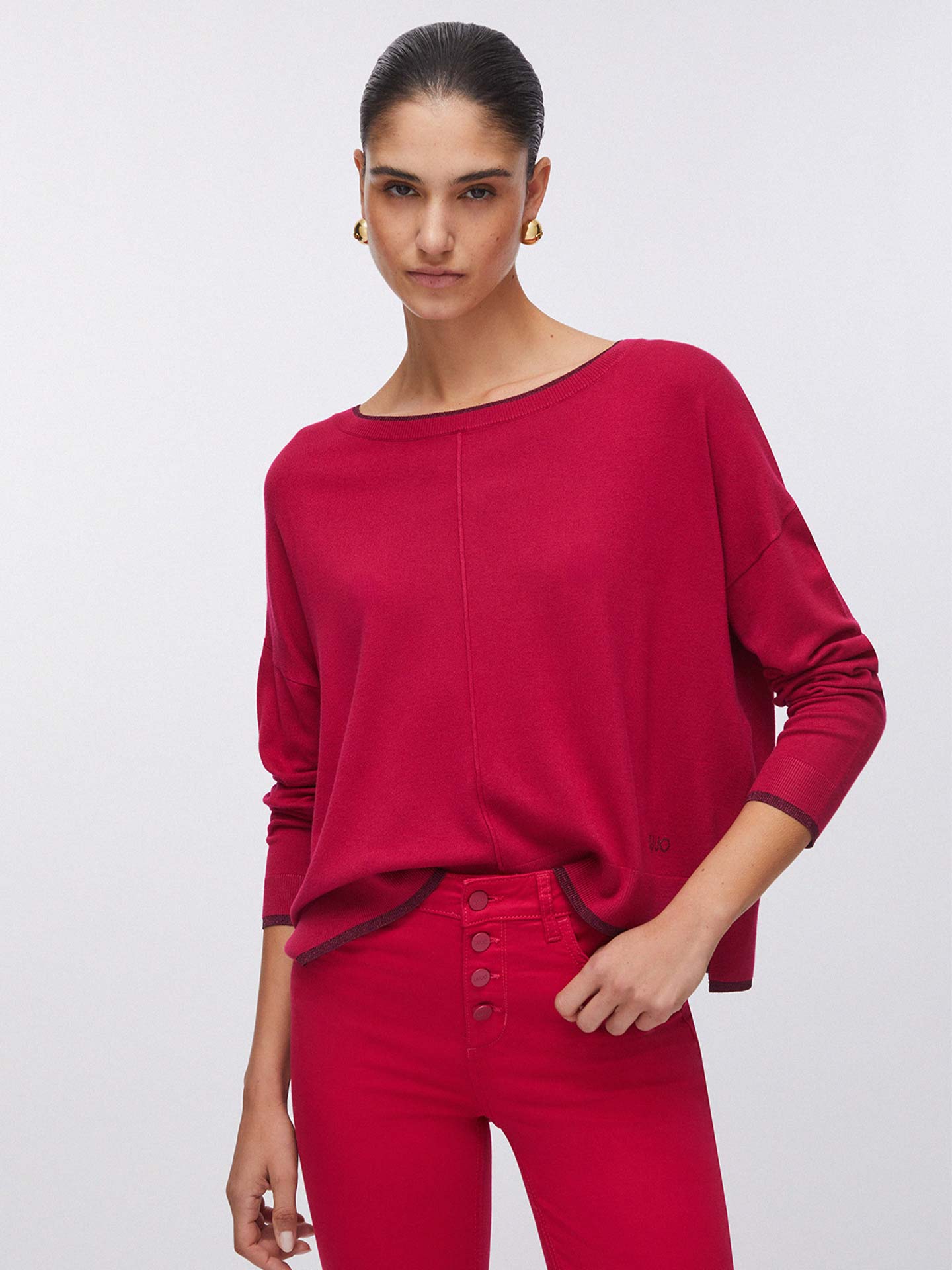 Camisola de Malha com Decote de Barco