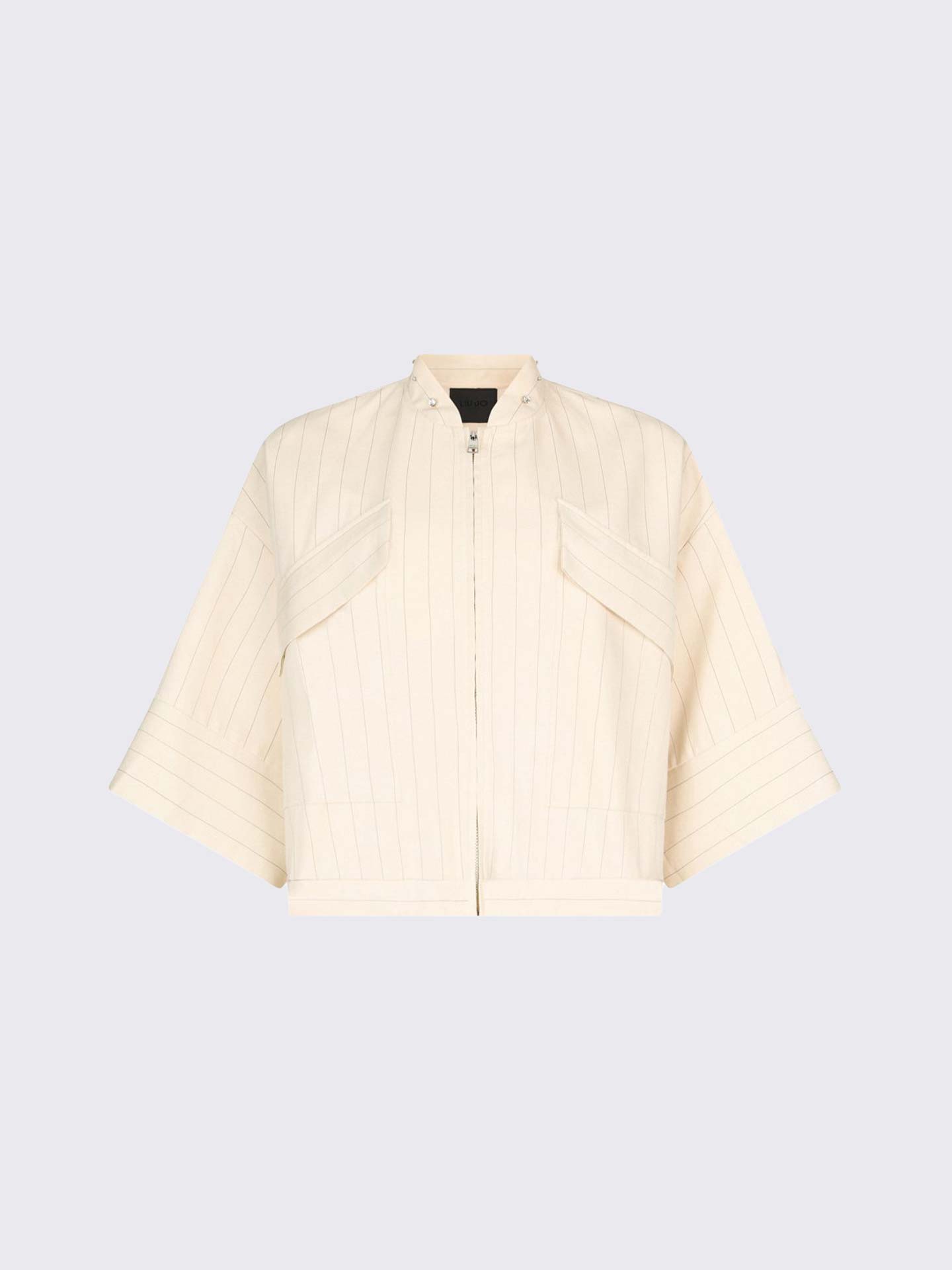 Blusão Cropped com Risca de Giz