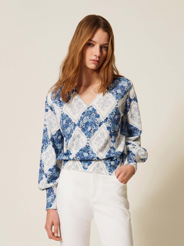 Camisola de Malha com Padr�o de Losangos