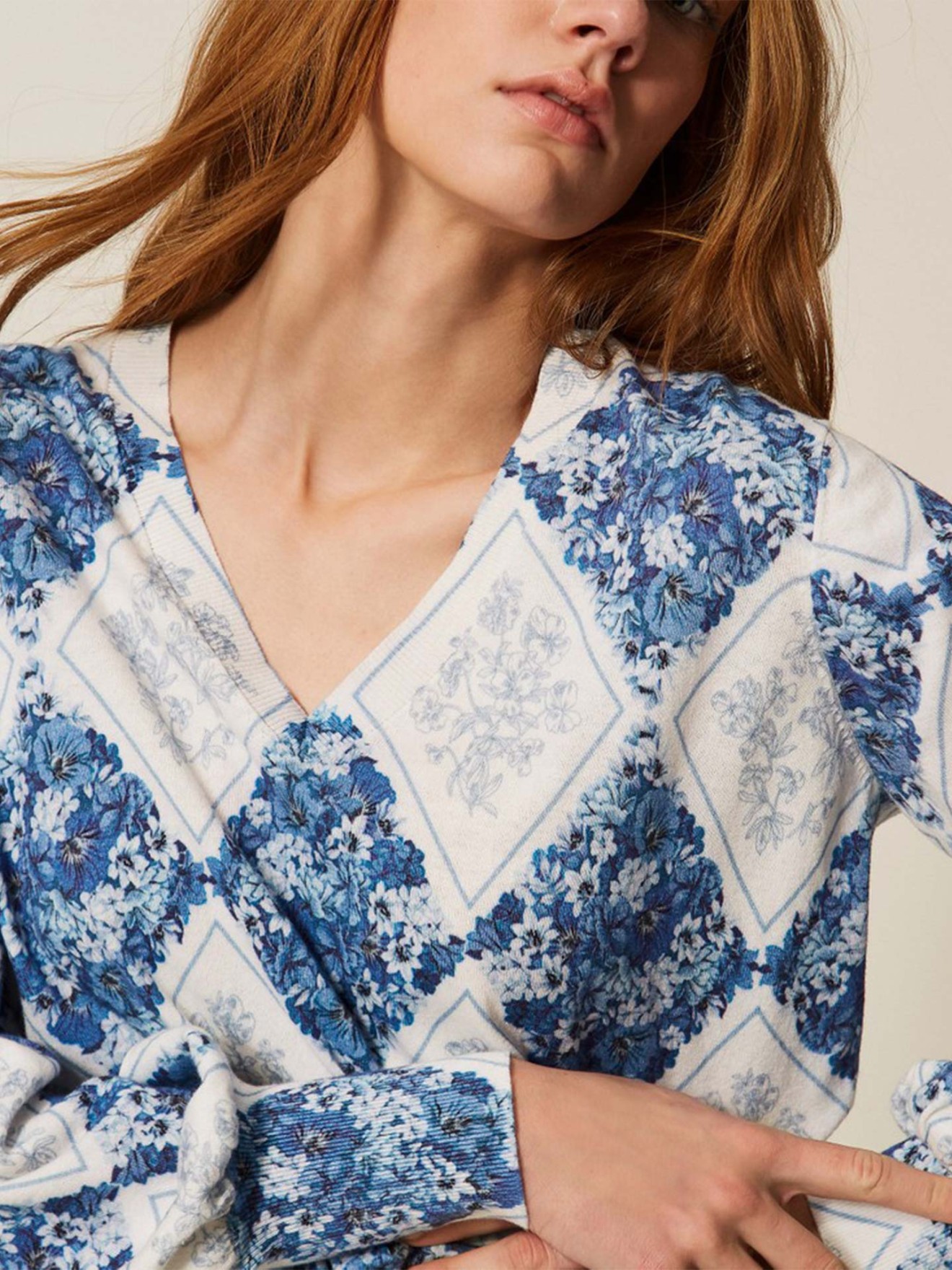 Camisola de Malha com Padr�o de Losangos