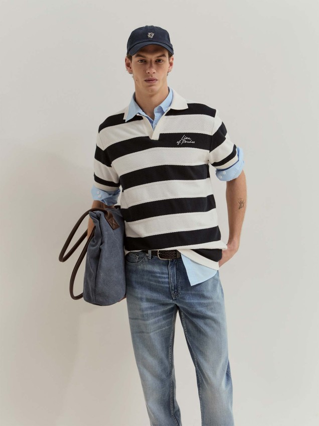 Polo de Manga Curta �s Riscas