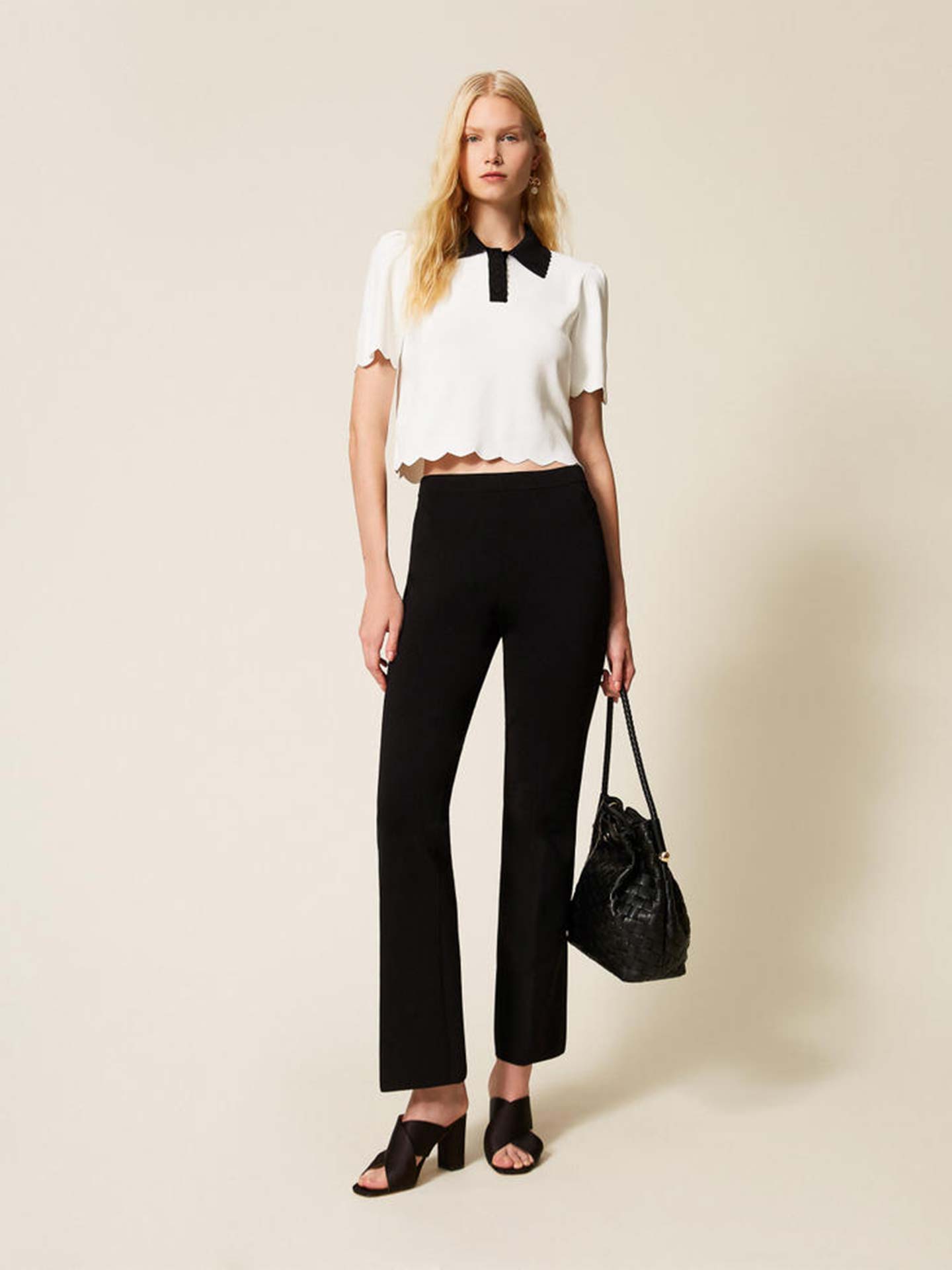 Calças de Malha à Boca de Sino