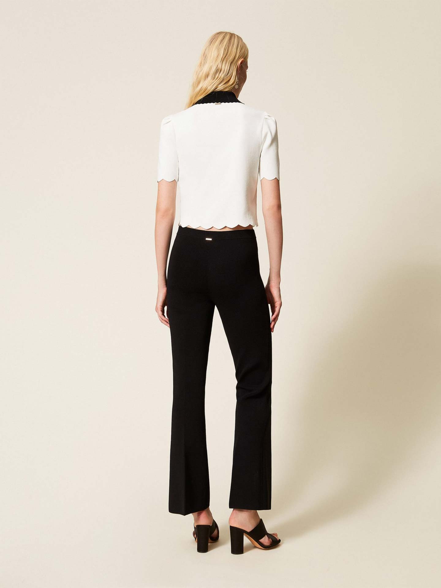 Calças de Malha à Boca de Sino