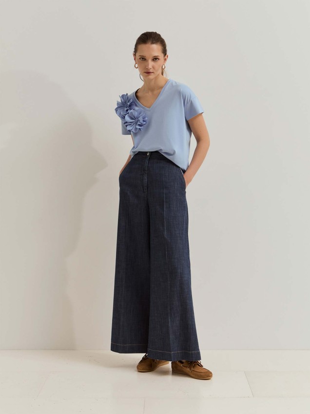 Calças de Ganga de Perna Larga