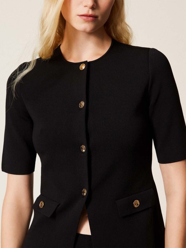 Casaco de Malha com Gola Mandarim