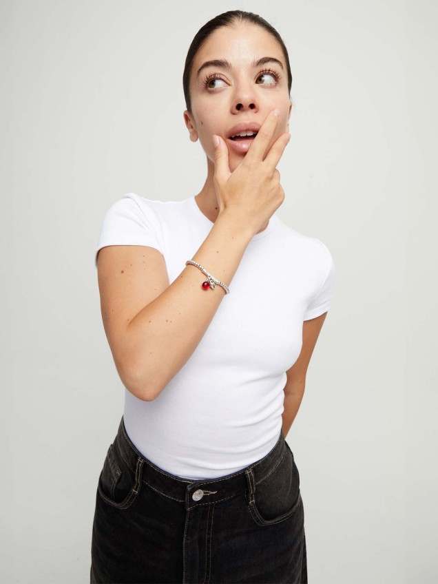 Pulseira com Pendente de Coração Murano