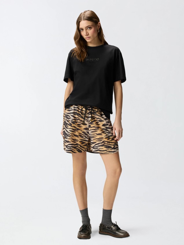 T-shirt com Logótipo em Strass