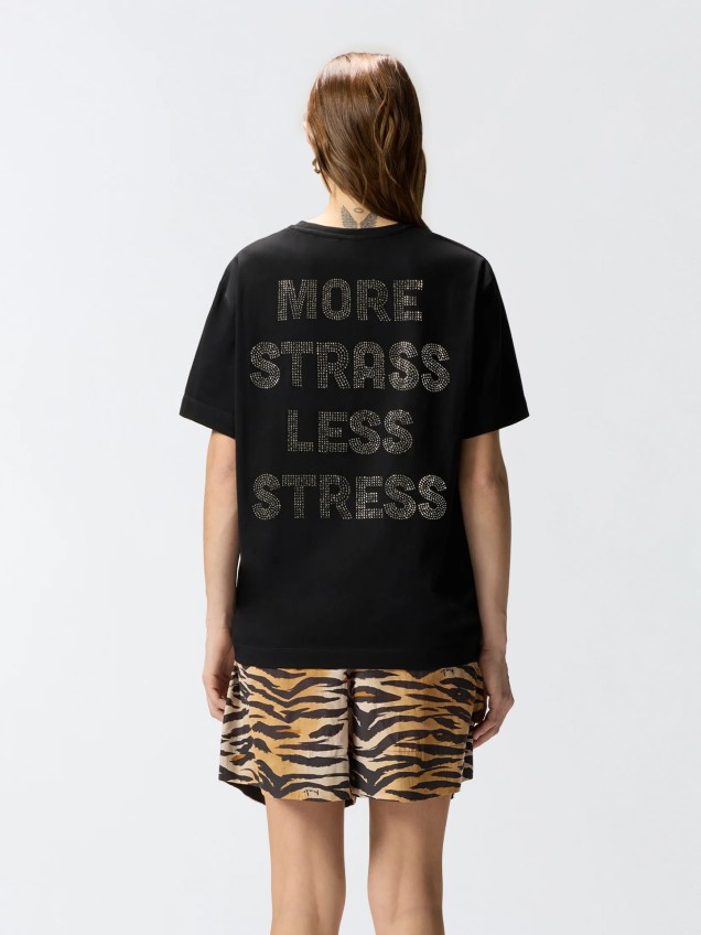 T-shirt com Logótipo em Strass